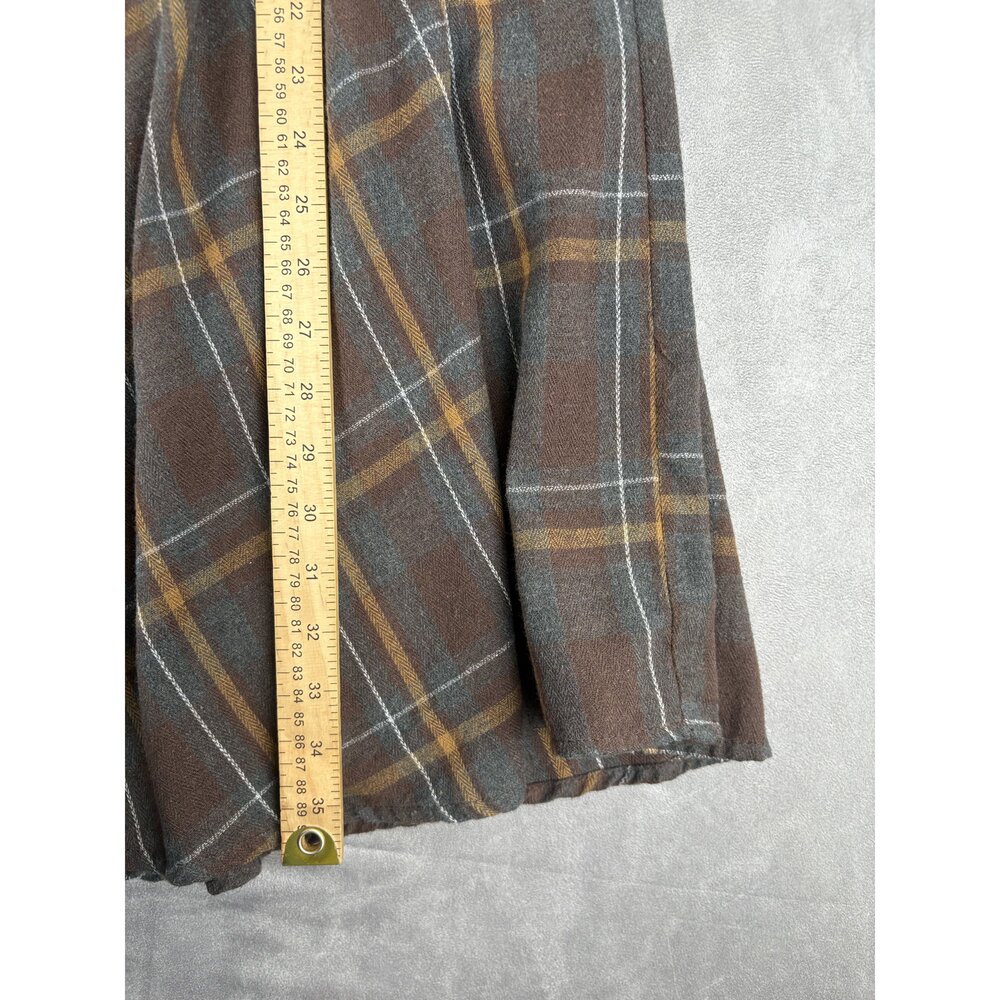 Bohemian Maxi Skirt with Crochet Overlay - Brown Plaid - Picture 9 of 9